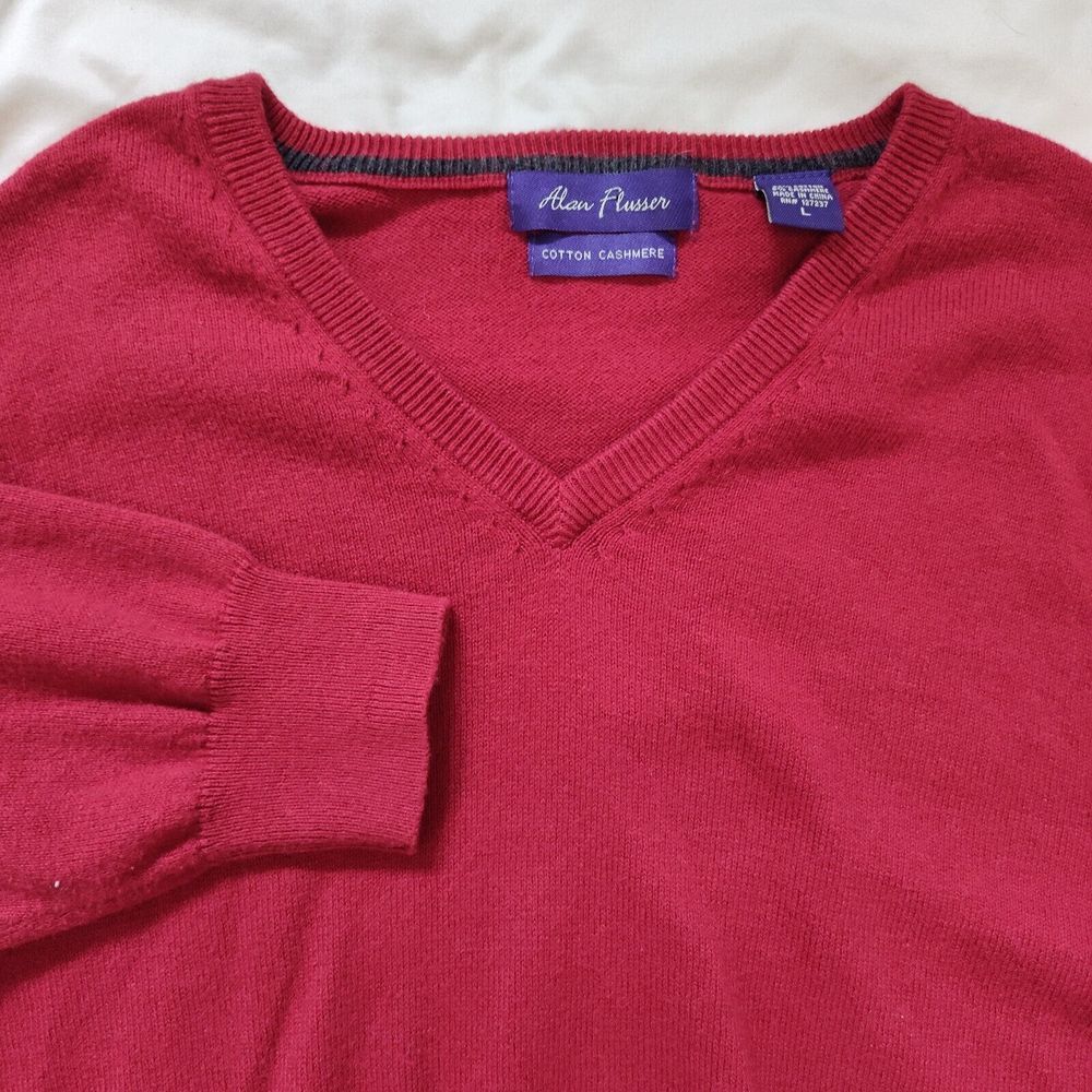 Alan Flusser Cotton Cashmere‎ Red Pullover Sweater Size L